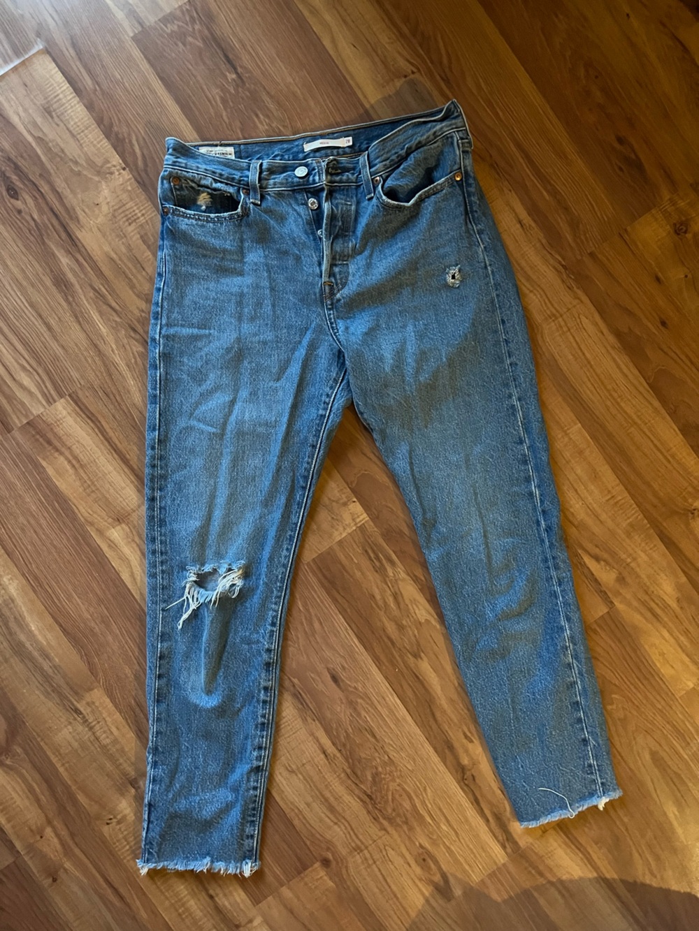 Levi's Women's Relaxed Blue Distressed Jeans